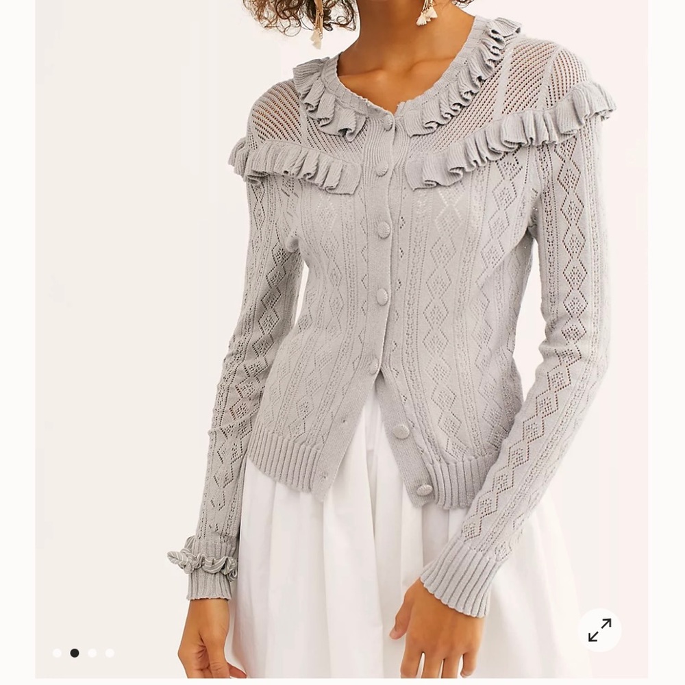 NWT LoveShackFancy Hayden Cardigan grey XS